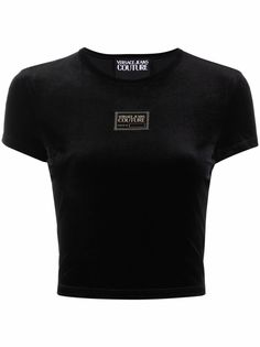 Versace Jeans Couture укороченная футболка с нашивкой-логотипом