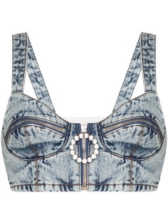 Alessandra Rich A RICH LNGERIE DNM BRLT ZIP FRNT W CRSTL