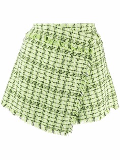 MSGM твидовая юбка-шорты с бахромой