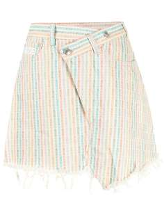 Gcds джинсовая юбка мини асимметричного кроя с полосками