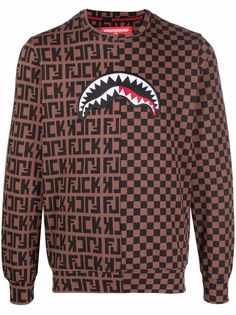 Sprayground logo-patch checked sweatshirt