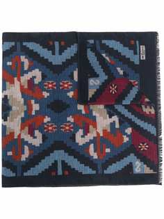 Kiton geometric pattern-print silk scarf