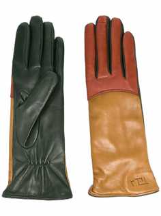 Tela embossed-logo leather gloves