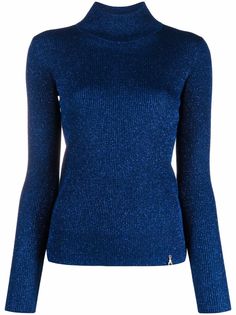 Patrizia Pepe glitter-detail high neck jumper