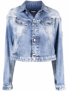 Dsquared2 укороченная куртка из вареного денима