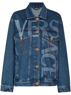 Versace logo print denim jacket