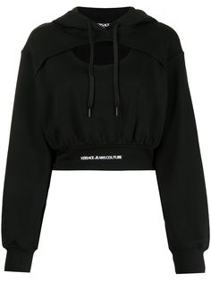 Versace Jeans Couture logo-waistband cut-out hoodie