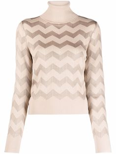 Missoni джемпер с узором зигзаг и высоким воротником