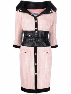 Moschino платье мини с широким вырезом и поясом