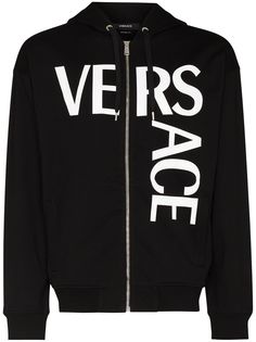 Versace logo-print zip-up hoodie