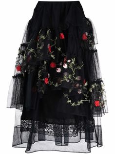 Simone Rocha юбка из тюля с цветочной вышивкой