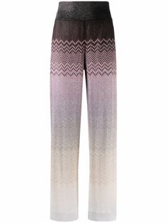 Missoni брюки с узором зигзаг и эффектом металлик