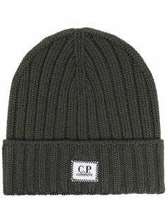 C.P. Company logo-patch knitted beanie hat