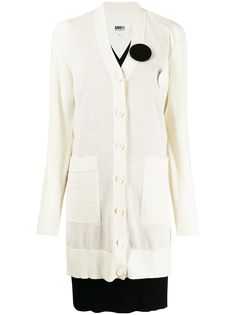 MM6 Maison Margiela двухслойное платье-кардиган с брошью