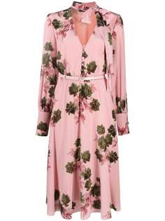 Blumarine шелковое платье с бантом и цветочным принтом