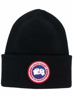 Canada Goose logo-patch wool beanie hat