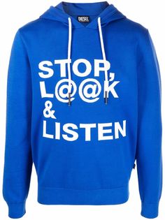Diesel slogan-print pullover hoodie
