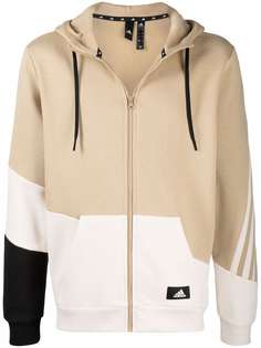 adidas three-stripe panelled zip hoodie