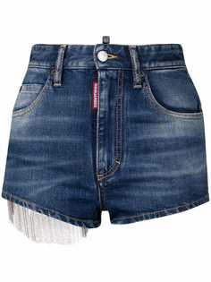 Dsquared2 джинсовые шорты с бахромой