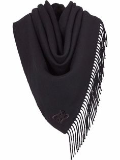 Fendi шаль с логотипом и бахромой