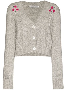 Alessandra Rich A RICH KNT CARDI VN LS W FLRL EBRDRY DTL