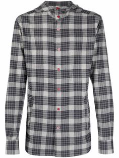 Kiton клетчатая рубашка с капюшоном