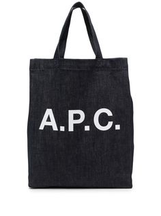 A.P.C. logo-print denim tote