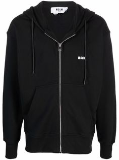 MSGM logo-print zip-up hoodie