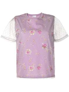 RED Valentino топ с цветочным узором и короткими рукавами