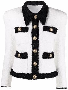 Balmain однобортный твидовый жакет