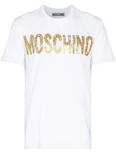 Moschino футболка с логотипом металлик