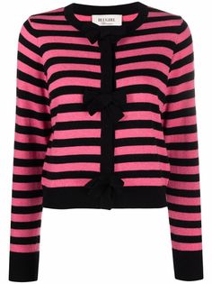 Blugirl bow-embellished striped cardigan