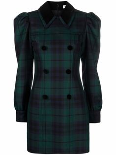 Alessandra Rich wool tartan-check mini dress