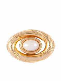 Christian Dior 1980s pre-owned pearl-embellished oval brooch