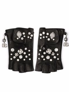 Dolce & Gabbana перчатки-митенки с цветочной аппликацией