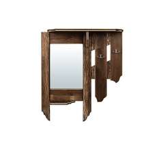 Зеркало Банные штучки с вешалкой и полкой, состаренное, 77x67x15 см, 2 крючка, липа