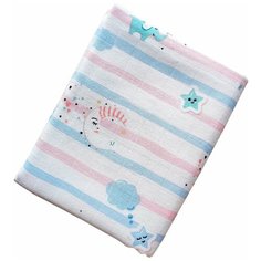 Плед Alisse Dreams Детский муслиновый, 4 слоя, 75х100 см белый/розовый/голубой