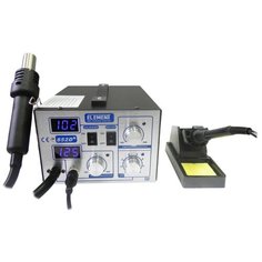 Паяльная станция ELEMENT 852D+ с набором для пайки, 750 Вт серебристый/черный