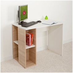 Стол письменный компьютерный рабочий Мальта с полками Дуб сонома/Белый 950х750х540 Letta