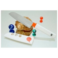 Кухонный нож Tojiro FK Santoku 105mm (белая рукоятка) FK-404