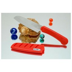 Кухонный нож Tojiro FK Santoku 95mm (красная рукоятка) FK-431