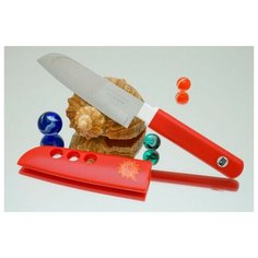 Кухонный нож Tojiro FK Santoku 105mm (красная рукоятка) FK-403