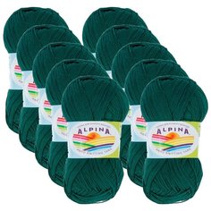 Пряжа Alpina Xenia, 100 % хлопок, 50 г, 240 м, 10 шт., №072 т.зеленый