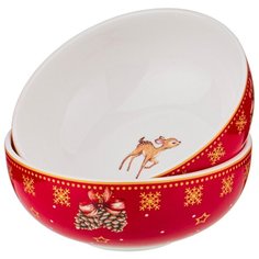 Набор розеток с новым годом! елка 2 шт 10 см красный Lefard (85-1617)