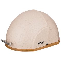 Хлебница Agness 938-052 с пластиковой крышкой, бежевый мрамор