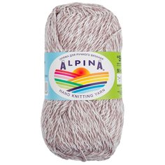 Пряжа Alpina "SHEBBY" 100% хлопок №03 серый-белый - 10 мотков по 50 г