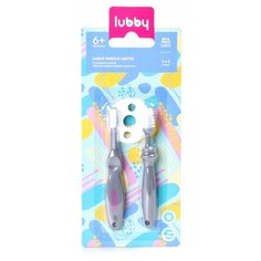 Lubby / Набор для детской гигиены полости рта: зубная щетка + массажер, с ограничителем, с 6 мес, 2 шт