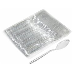 Ложки одноразовые пластиковые 100 мм, мини, прозрачная, 50 шт Pokrov Plast