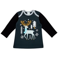 Лонгслив ЁМАЁ, размер 80, темно-зеленый/черный