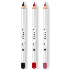 Marvel Cosmetics White Набор из 3-х карандашей для губ и глаз Сет FASHION HOLIDAY, оттенок черный/красный/фиолетовый